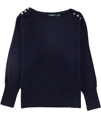 Ralph Lauren Womens Button-Detail Pullover Sweater navy 2XL