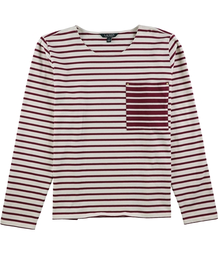 Ralph Lauren Womens Striped Pocket Basic T-Shirt natural S