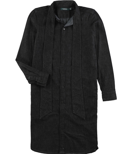 Ralph Lauren Womens Almozino Tie Neck Shirt Dress black 2