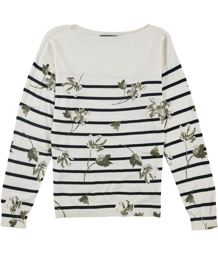 Ralph Lauren Womens Floral Stripe Pullover Sweater ivory L