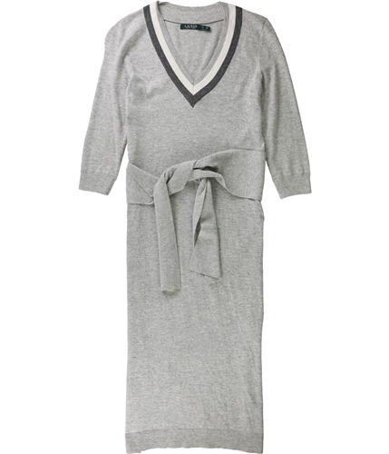 Ralph Lauren Womens Tied-Waist Sweater Dress greymu XXS