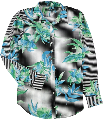 Ralph Lauren Womens Stripe Button Up Shirt multicolor L