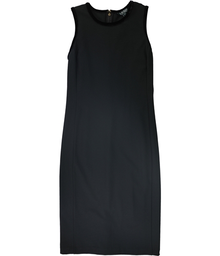 Ralph Lauren Womens Sleeveless Velvet Trim Cocktail Dress black XS