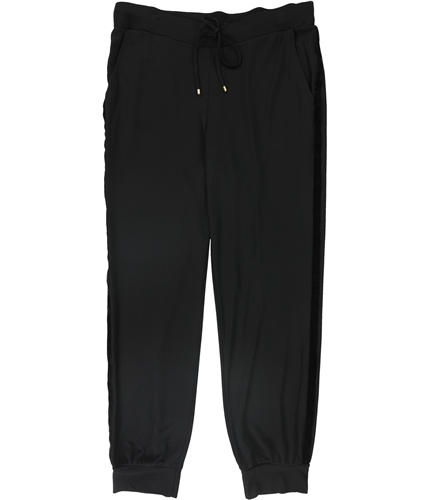 Ralph Lauren Womens Velvet Trim Casual Jogger Pants black L/30
