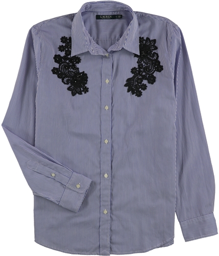 Ralph Lauren Womens Embellished Button Up Shirt white XS