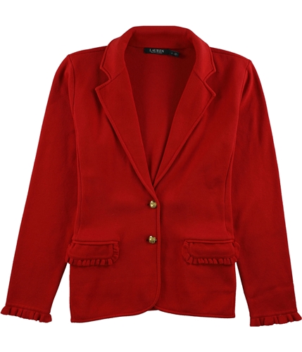Ralph Lauren Womens Ruffle-Trim Jacket red XS