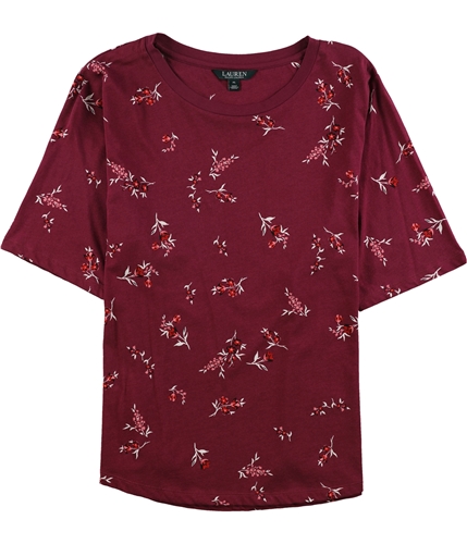 Ralph Lauren Womens Floral Knit Basic T-Shirt red S