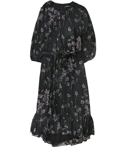 Ralph Lauren Womens Burnout Floral Midi Dress black 2