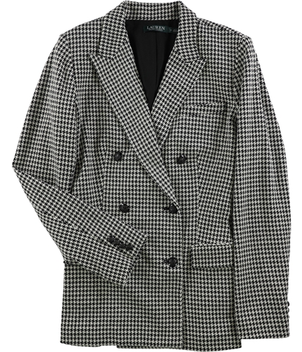 Ralph Lauren Womens Houndstooth Double Breasted Blazer Jacket multi 8