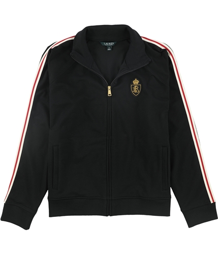 Ralph Lauren Womens Stripes Track Jacket Sweatshirt black L