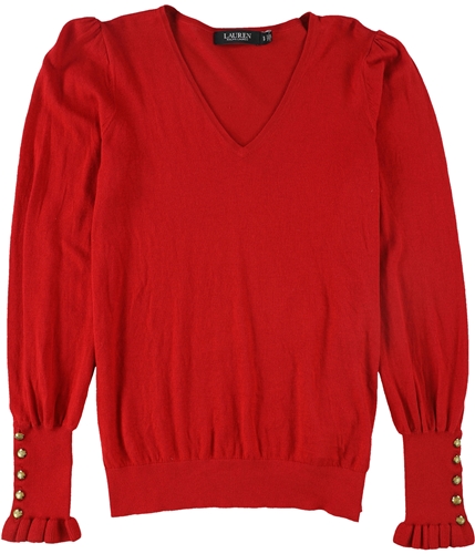 Ralph Lauren Womens Ruffle Pullover Sweater red S