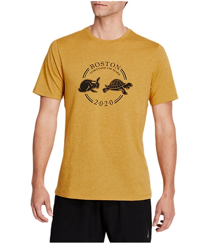 ASICS Mens Boston Tortoise or Hare 2020 Graphic T-Shirt dkyellow S