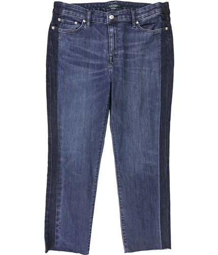 Ralph Lauren Womens Mid Rise Slim Fit Straight Leg Jeans blue 14P/25