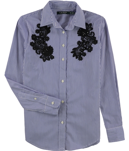 Ralph Lauren Womens Lace Patch Button Up Shirt whitemu PXS
