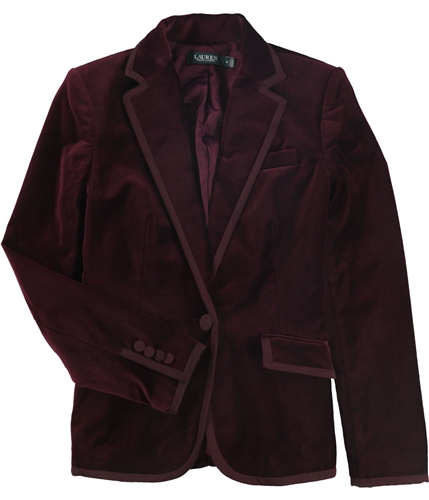 Ralph Lauren Womens Velvet One Button Blazer Jacket burgundy 4P