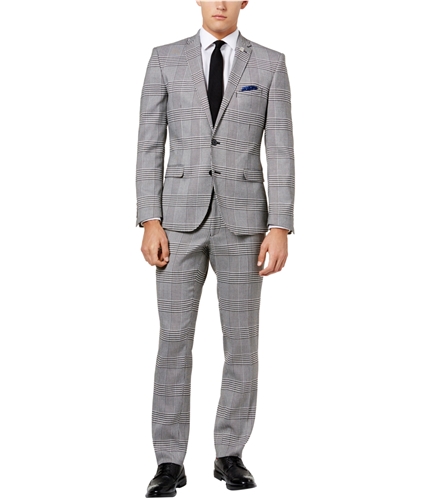 Nick Graham Mens Slim-Fit Stretch Two Button Formal Suit blkwht 40x32