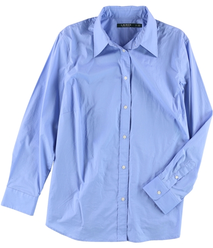 Ralph Lauren Womens Long Sleeve Button Up Shirt fntblue 1X