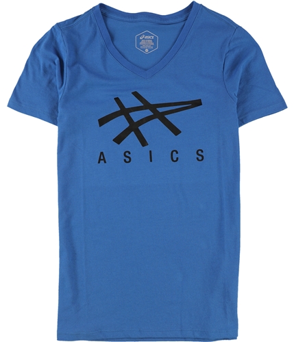 ASICS Womens Stripe Logo Graphic T-Shirt blue XS
