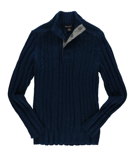 I-N-C Mens Knit Henley Pullover Sweater darkcalmsea M
