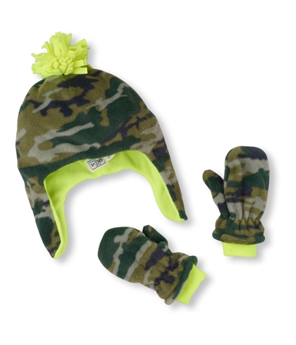 The Children's Place Boys Glacier Camo Hat And Mitten Beanie Hat marshgreen S