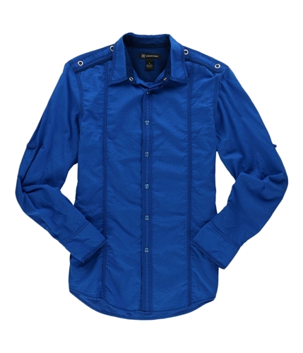 I-N-C Mens Vertical Button Up Shirt imperialblue S