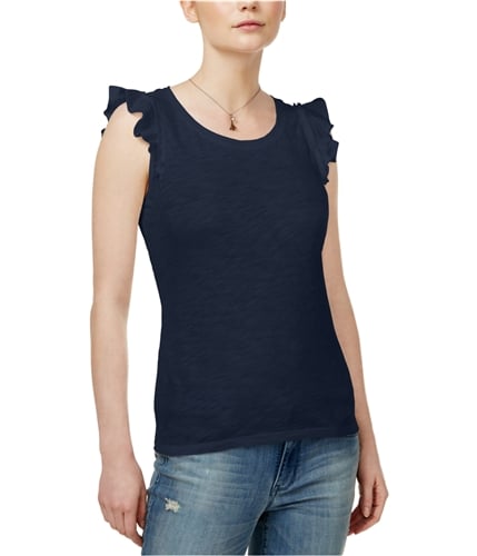 maison Jules Womens Flutter Sleeve Basic T-Shirt blunotte S