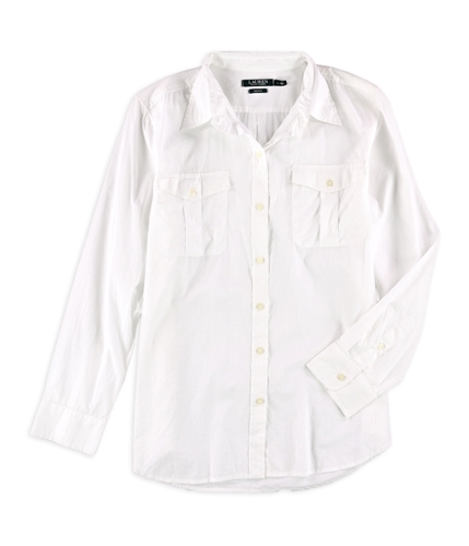 Ralph Lauren Womens Cotton Button Up Shirt white L