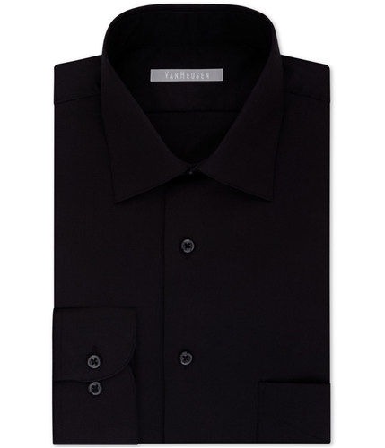 Van Heusen Mens Lux Sateen Regular Fit Button Up Dress Shirt black 16.5