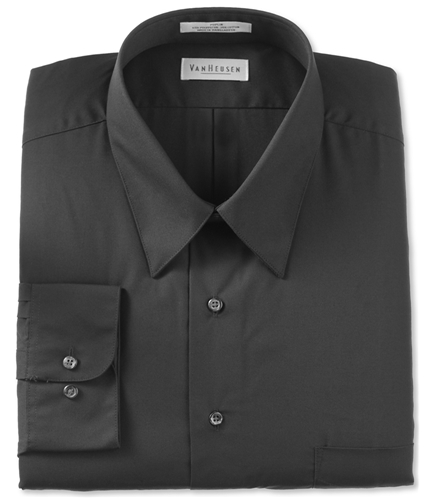 Van Heusen Mens Poplin Button Up Dress Shirt black 19