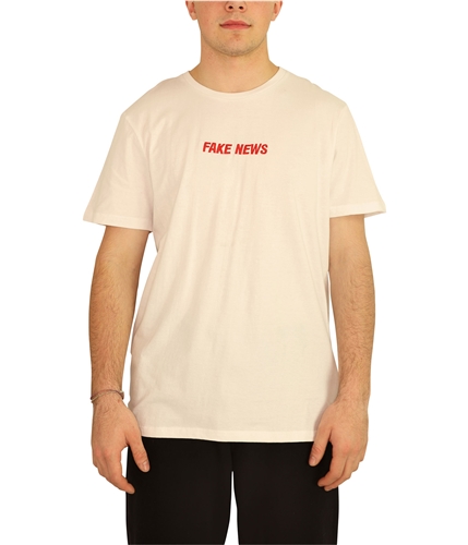 Elevenparis Mens Fake News Graphic T-Shirt white S