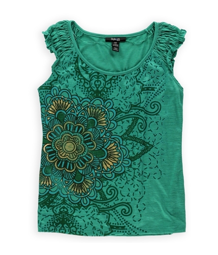 Style&co. Womens Burnout Embellished T-Shirt floralscript PM