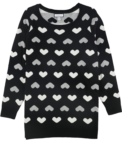 Charter Club Womens Heart Pullover Sweater black 0X