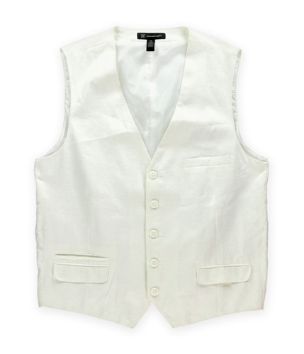 I-N-C Mens Linen Five Button Vest white 2XL