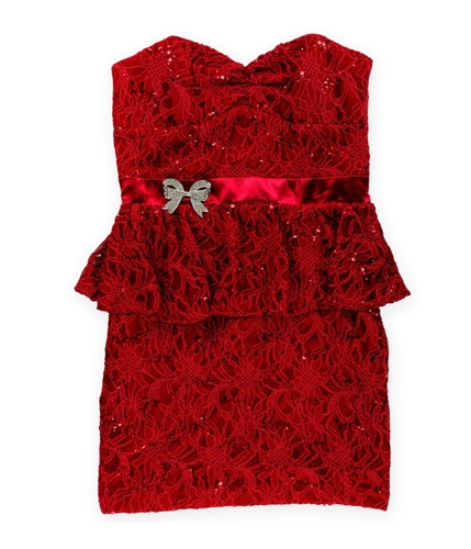 Roberta Womens Sequined Lace Shift Dress red 11