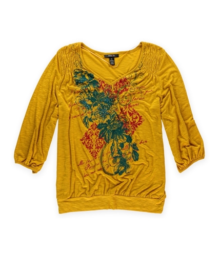 Style&co. Womens V Neck Embellished T-Shirt flowervase XL