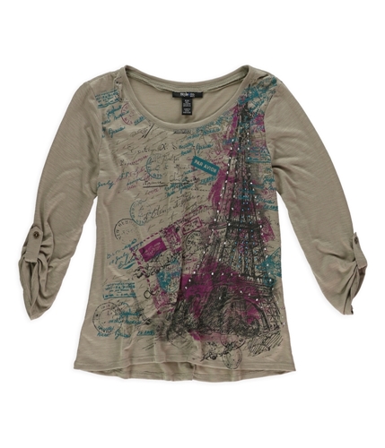 Style&co. Womens Eiffel Tower Embellished T-Shirt taupe PM