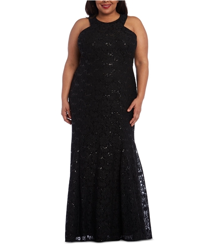 Morgan & Co. Womens Glitter Gown Prom Dress black 16W