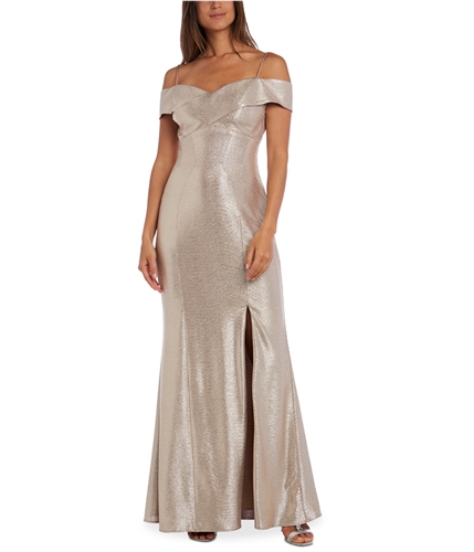 Nightway Womens Shiny Gown Dress gold 4P