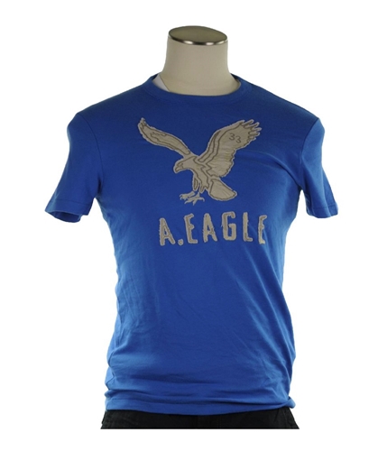 American Eagle Outfitters Mens Embroidered Logo Graphic T-Shirt blue XS