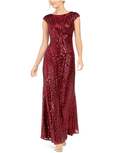 Nightway Womens Sequin Gown Dress taupe 12