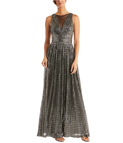 Nightway Womens Illusion Gown Dress silver 4