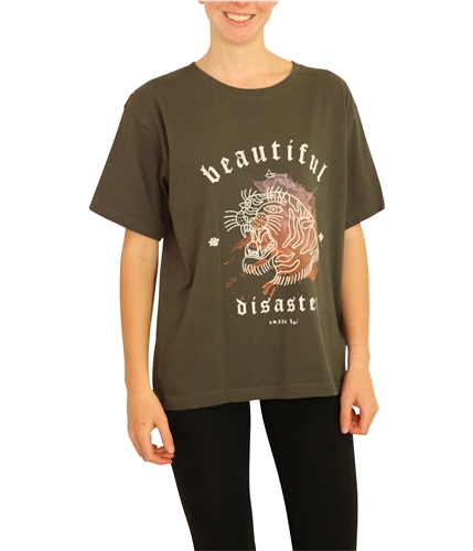 Elevenparis Womens Beautiful Disaster Graphic T-Shirt darkshadow XS