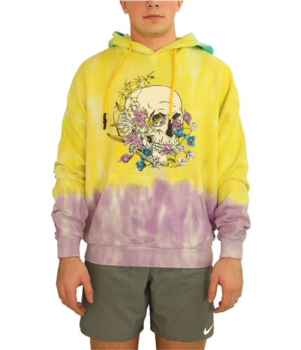 Elevenparis Mens Floral Skull Hoodie Sweatshirt lemon S