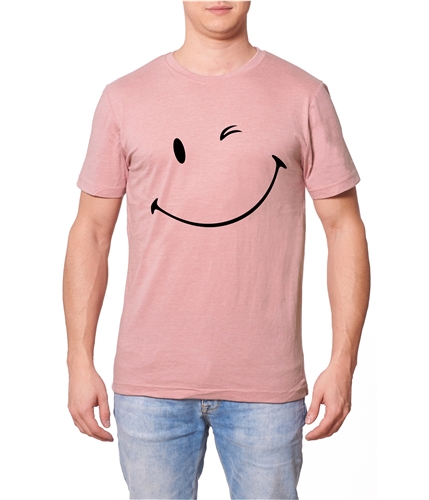 Elevenparis Mens Winking Smiley Graphic T-Shirt quatzpink XL