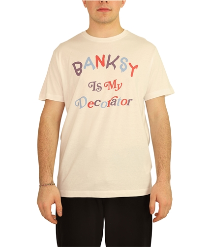 Elevenparis Mens Banksy Is My Decorator Graphic T-Shirt white S