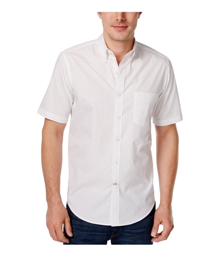 Club Room Mens Barry Dot Print Button Up Shirt brightwhite LT