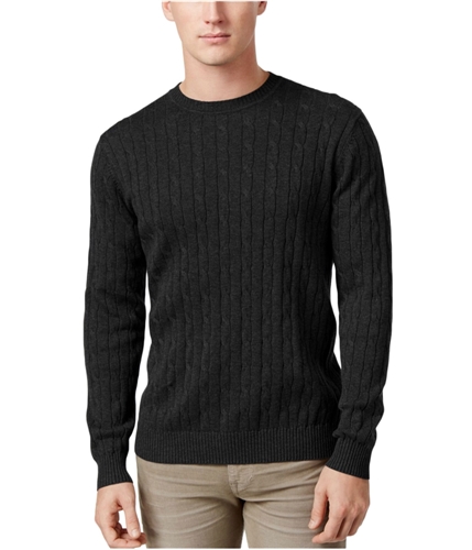 Club Room Mens Cable Knit Pullover Sweater deepblack S