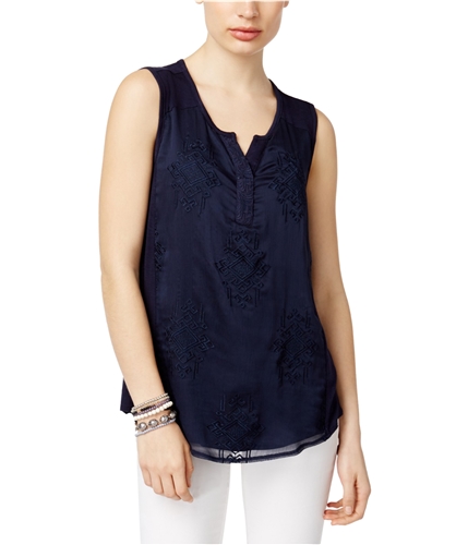 Style&co. Womens Embroidered Knit Blouse industrialblue XL