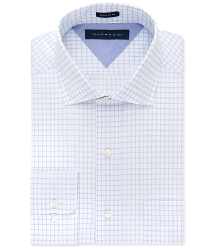 Tommy Hilfiger Mens Easy Care Check Button Up Dress Shirt skyblue 15