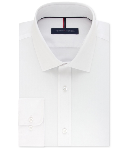 Tommy Hilfiger Mens Non-Iron Button Up Dress Shirt white 17
